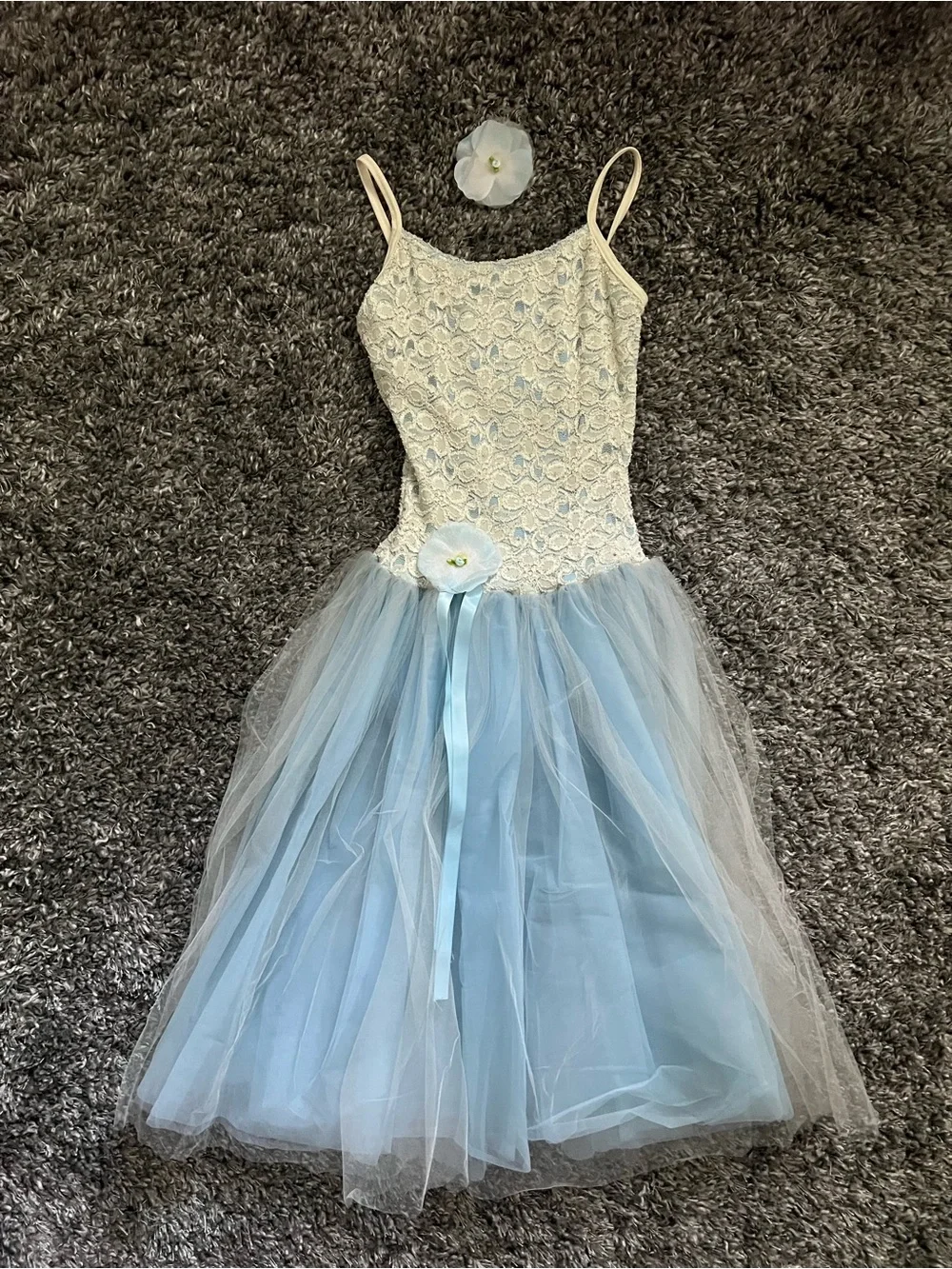 Weissman Light Blue and Ivory Tulle Floral Ballet Costume - adult small